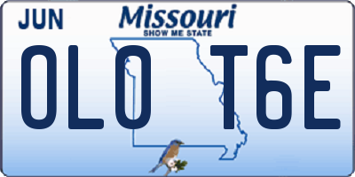 MO license plate OL0T6E