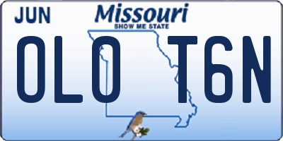 MO license plate OL0T6N
