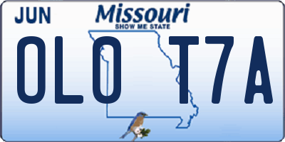 MO license plate OL0T7A