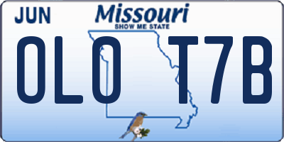 MO license plate OL0T7B
