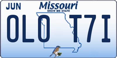 MO license plate OL0T7I
