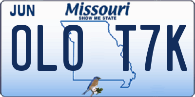 MO license plate OL0T7K