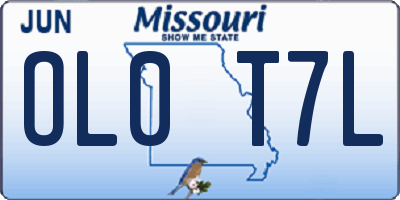 MO license plate OL0T7L