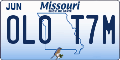 MO license plate OL0T7M