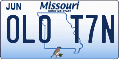 MO license plate OL0T7N