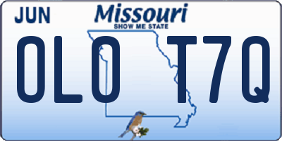 MO license plate OL0T7Q
