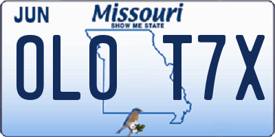 MO license plate OL0T7X