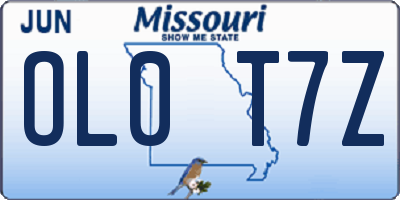 MO license plate OL0T7Z