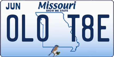MO license plate OL0T8E