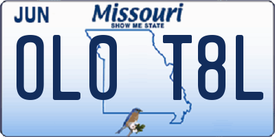 MO license plate OL0T8L