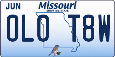 MO license plate OL0T8W