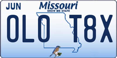 MO license plate OL0T8X