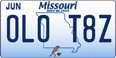 MO license plate OL0T8Z