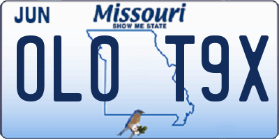 MO license plate OL0T9X