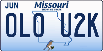 MO license plate OL0U2K