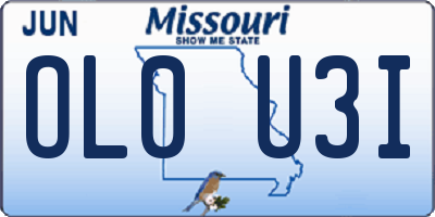 MO license plate OL0U3I