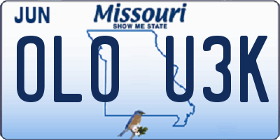 MO license plate OL0U3K
