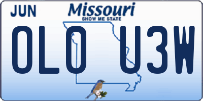 MO license plate OL0U3W