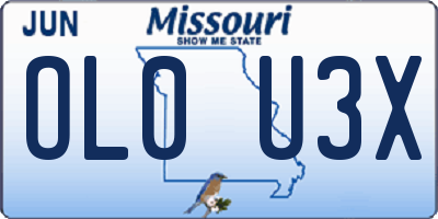 MO license plate OL0U3X