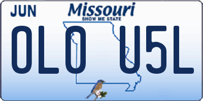 MO license plate OL0U5L