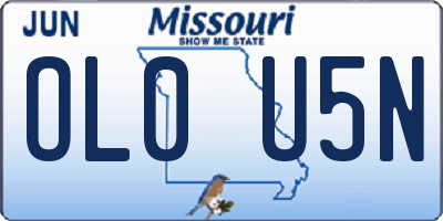 MO license plate OL0U5N