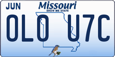 MO license plate OL0U7C