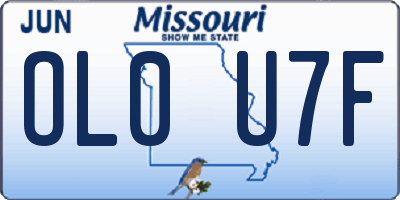 MO license plate OL0U7F