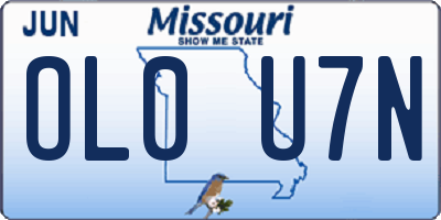 MO license plate OL0U7N