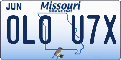 MO license plate OL0U7X