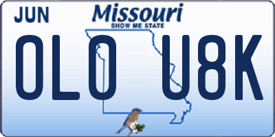 MO license plate OL0U8K