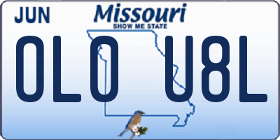 MO license plate OL0U8L