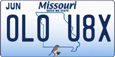 MO license plate OL0U8X