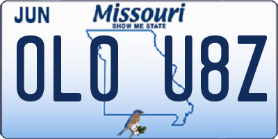MO license plate OL0U8Z