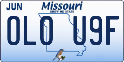 MO license plate OL0U9F