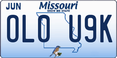 MO license plate OL0U9K