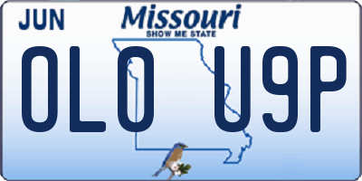 MO license plate OL0U9P
