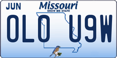 MO license plate OL0U9W