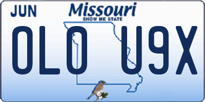 MO license plate OL0U9X