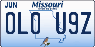 MO license plate OL0U9Z