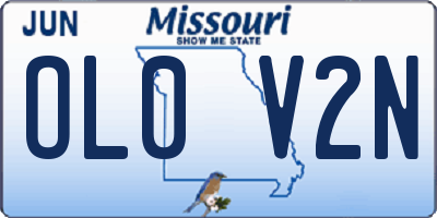 MO license plate OL0V2N