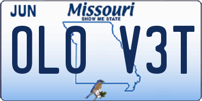 MO license plate OL0V3T