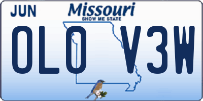 MO license plate OL0V3W