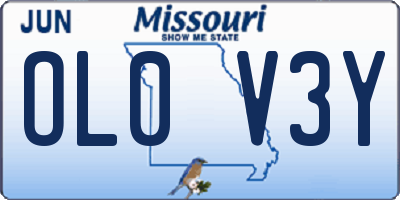 MO license plate OL0V3Y