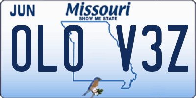 MO license plate OL0V3Z