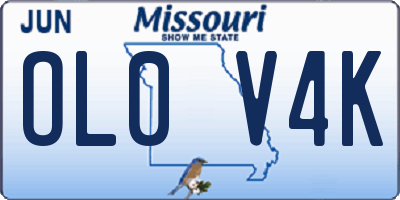 MO license plate OL0V4K