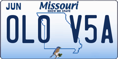 MO license plate OL0V5A