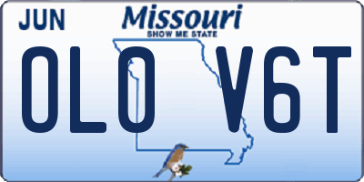 MO license plate OL0V6T