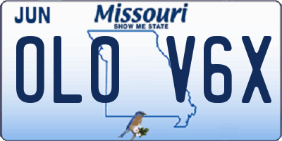 MO license plate OL0V6X