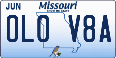 MO license plate OL0V8A