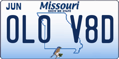 MO license plate OL0V8D